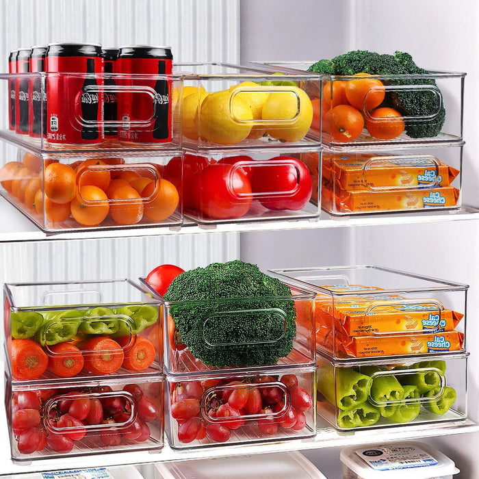 Clear Stackable Refrigerator Bins with Handles