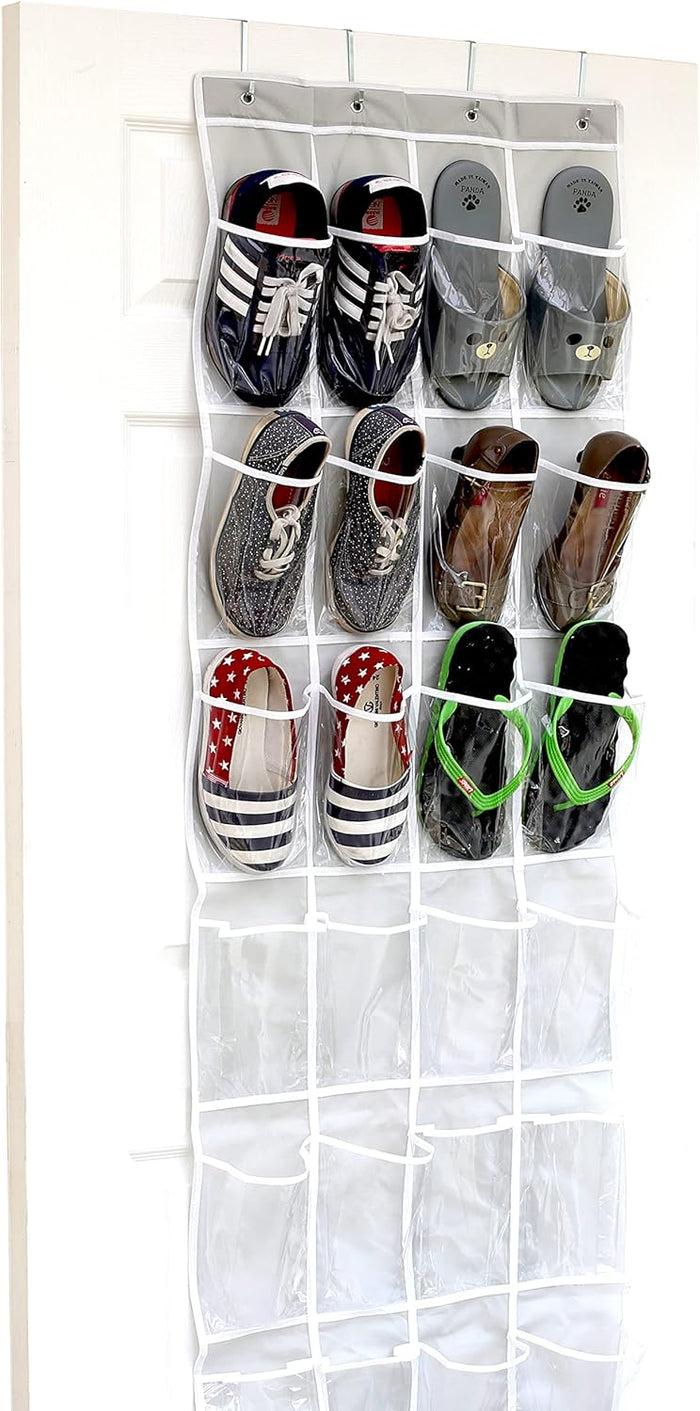 Simple Houseware 24-Pocket Clear Over-the-Door Shoe Organizer