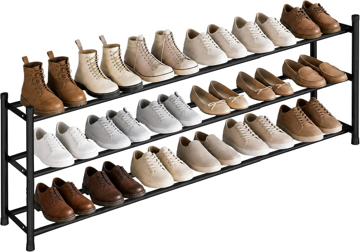 STORAGE MANIAC Expandable Metal Shoe Rack for Wide Closets & Entryways